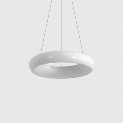 Simple Style Halo LED Hanging Pendant Light Acrylic 1 Light Suspension Lamp in White 19.5