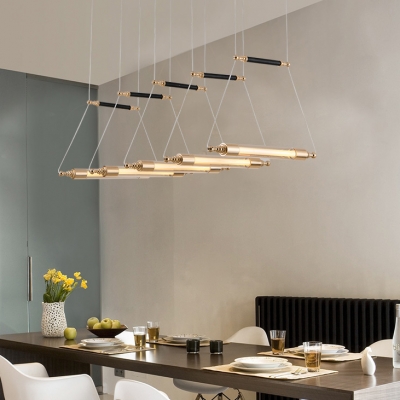 Tube LED Pendant Lighting Post Modern Glass 1-LED Drop Light in Gold Finish for Bar Cafe Restaurant