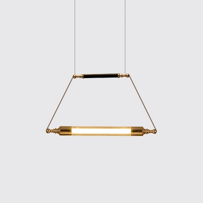 Tube LED Pendant Lighting Post Modern Glass 1-LED Drop Light in Gold Finish for Bar Cafe Restaurant