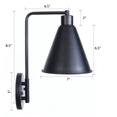 Coolie Metal Shade Wall Sconce Industrial Single Light Wall Light Fixture with Round Base
