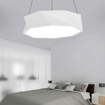 Geometrical LED Light Hanging Chandelier Matte White Finish Contemporary Acrylic Pendant Fixture
