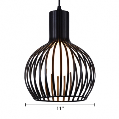 Loft Style Flask Shaped Pendant Lights Metal Caged 1 Bulb LED Ceiling Pendant for Foyer Porch
