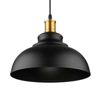 Matte Black Dome Single Pendant Light in Retro Loft Style for Kitchen Island Farmhouse Restaurant