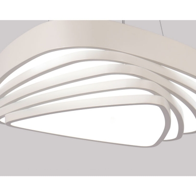 Metal Triangular Pendants Simple Style White Finish LED Hanging Light Fixture 18