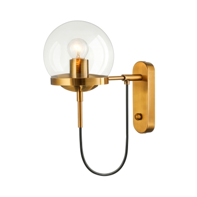 Retro Antique Brass 1-Light Wall Sconce in Globe Shade Decorative Wall Light for Hallway Foyer Restaurant