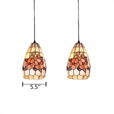 Shelly Suspension Light Tiffany Style Metal Triple Light Accent Pendant Light for Restaurant