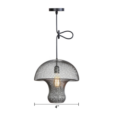 1 Light Mesh Cage Pendant Lamp Industrial Stylish Steel Suspended Light in Black