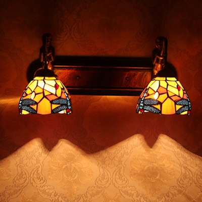 Dragonfly Stained Glass Shade 2 Light Hallway Wall Lighting with Belle Supported