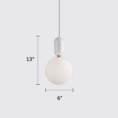 Frosted Glass Ball Pendant Lamp in Simple Style White Finish 1-Head Hanging Light Fixture