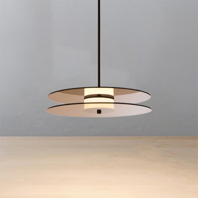 Glass Disc Hanging Light Fixture Post Modern Style Led Drop Light For