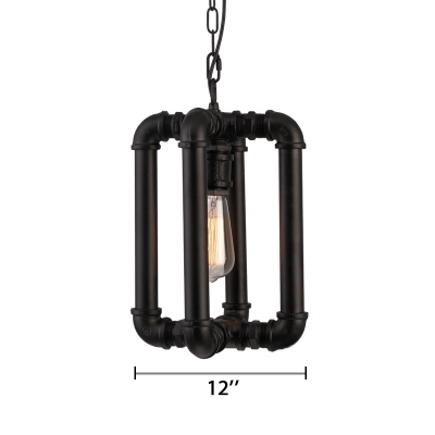 Iron Pipe Drop Light Industrial Pendant Lamp with Chain for Coffee Shop Restaurant