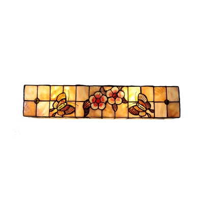 Rectangular Wall Lamp Modern Simple Shelly Tiffany Style 2 Light Wall Sconce in Amber