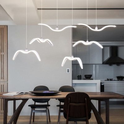 Sea Gull LED Hanging Pendant Light Modern Acrylic 1 Light Pendant Lamp in White Finish for Bedroom Cafe
