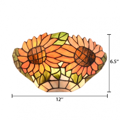 Single Head Sunflower Motif Tiffany Sconce Light Wall Washer 12