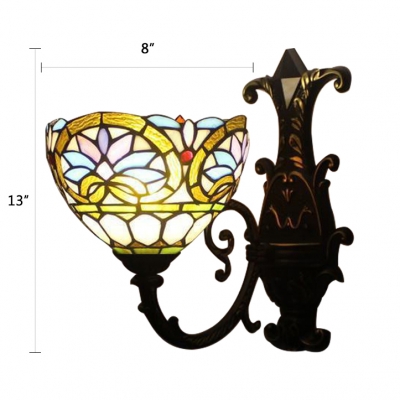 Vintage Victorian Design Tiffany Wall Lamp with Stained Glass Shade 8
