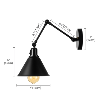 1 Head Small Swing Arm Wall Lamp Modern Steel Wall Sconce in Black for Study Room