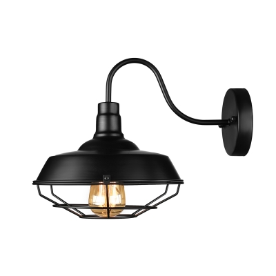 Barn Shade 1 Light Wall Sconce with Wire Guard in Matte Black for Warehouse Farmhouse Porch