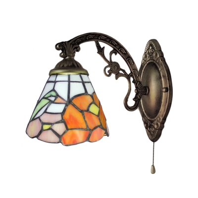 Bird Design Dome Wall Sconce Tiffany Style Stained Glass in Multicolor Wall Light