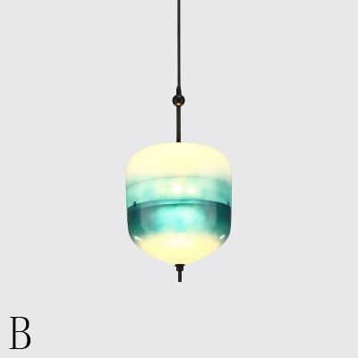 Blue Glass Shade Hanging Pendant Nordic Style LED Suspension Lamp in Warm/White Light
