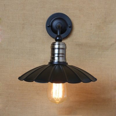 Chrome Finish Shallow Round Wall Lamp Industrial Metal Single Bulb Wall Light for Hallway
