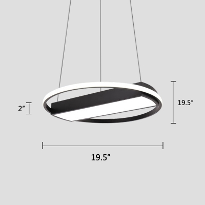 Contemporary Ring LED Chandelier Metal Multi Light Pendant in Black for Bar Counter Dining Room Bedroom