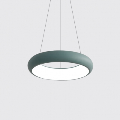 Cord Adjustable Circle Ring Pendant Light Nordic Style Metal 1 Light Hanging Pendant Lights in Gray/Green