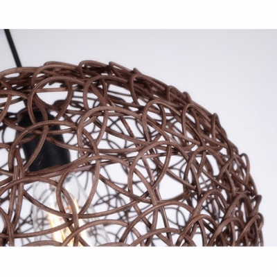 Dome Shade Suspended Lamp Industrial Rattan Pendant Light for Exhibition Hall Corridor