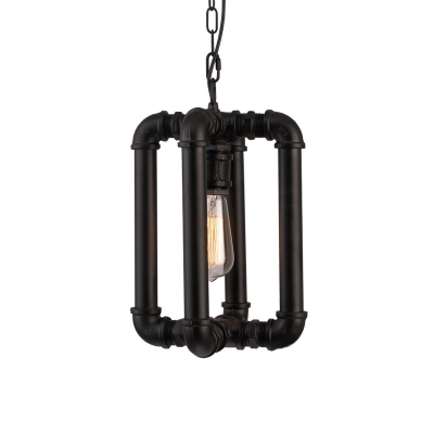Iron Pipe Drop Light Industrial Pendant Lamp with Chain for Coffee Shop Restaurant