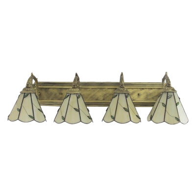 Leaf Pattern Wall Mount Light Tiffany Style Stained Glass 4 Lights Wall Light in Beige