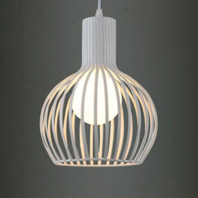 Loft Style Flask Shaped Pendant Lights Metal Caged 1 Bulb LED Ceiling Pendant for Foyer Porch