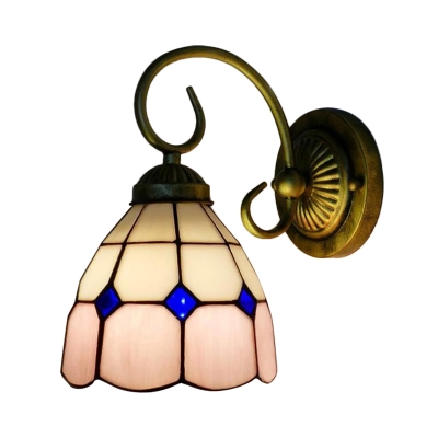 Mini Geometric Wall Sconce Tiffany Style Stained Glass Accent Wall Light in Blue/Orange/Pink