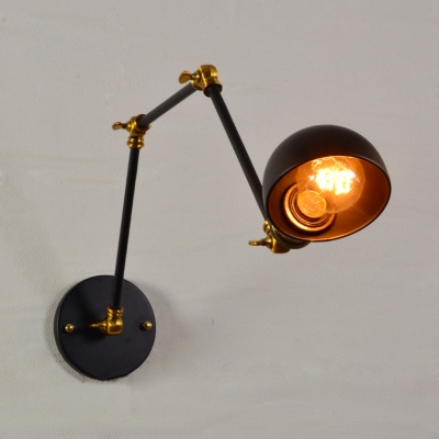 Single Bulb Adjustable Arm Wall Light Industrial Modern Metal Sconce Light in Brass Finish