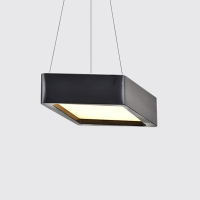 Square Body LED Drop Light Modern Acrylic White/Warm/Neutral Light Hanging Pendant in Matte Black