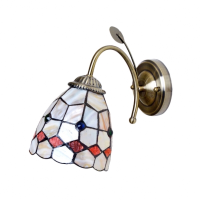 Tiffany Style Shelly Wall Lamp Stained Glass Wall Sconce in Beige for Bathroom Mirror Staircase