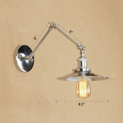 1 Light Conical Wall Sconce Industrial Adjustable Metal Wall Light in Chrome for Foyer