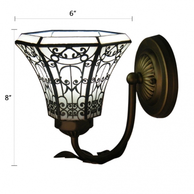 Black and White Beautiful Pattern Wrought Iron Wall Sconce in Tiffany Style