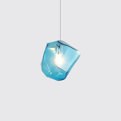 Gem Shaped 1-LED Suspension Light Fume/Orange/Blue/Amber/Purple Glass Nordic Style Pendant Lamp