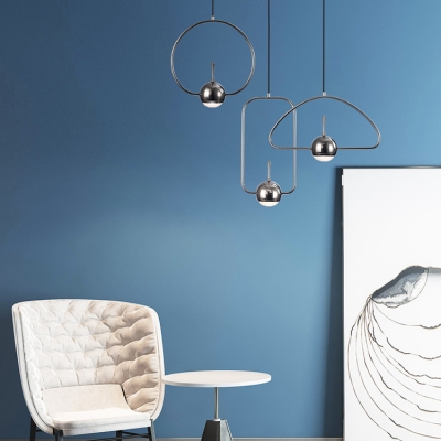 Gold/Nickel Finish Geometric LED Hanging Pendant Lights Post Modern Metal 1 Light Suspension Lamp