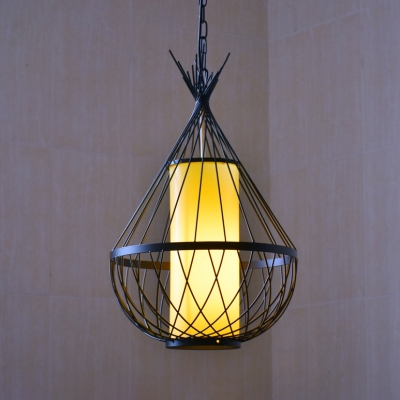 

Loft Style Water Drop Ceiling Pendant Light Metal Caged 1 Light Pendant Lighting for Foyer, HL491137