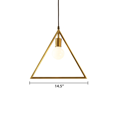 Open Bulb Suspended Light Retro Style Metal Pendant Light with Triangle Metal Frame