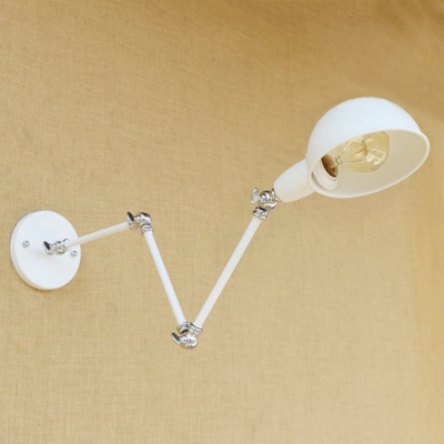 Single Bulb Semicircle Sconce Light Industrial Metal Wall Mount Light in White for Library
