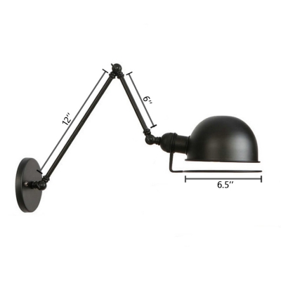 Swing Arm Wall Sconce Industrial Concise Steel 1 Bulb Wall Lighting in Black for Bedroom