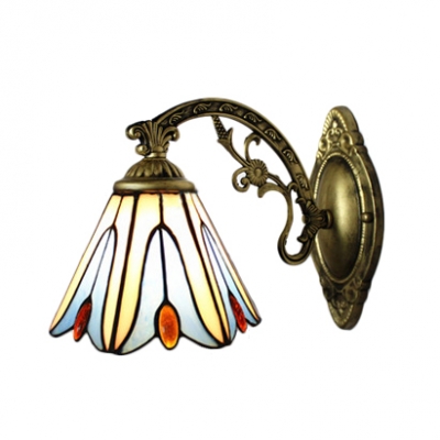 Tiffany Style Floral Wall Sconce Stained Glass Wall Light in Multicolor for Bungalow Corridor