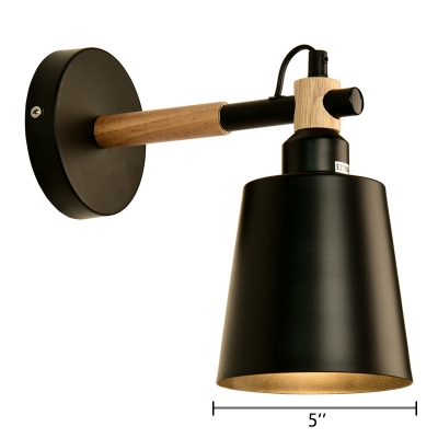 Steel Conical Sconce Lighting Loft Style Small 1 Head Wall Light Fixture in Black