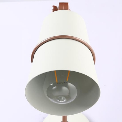 White Finish Cone Wall Lamp Simple Adjustable Steel 1 Light LED Lighting Fixture for Bedroom