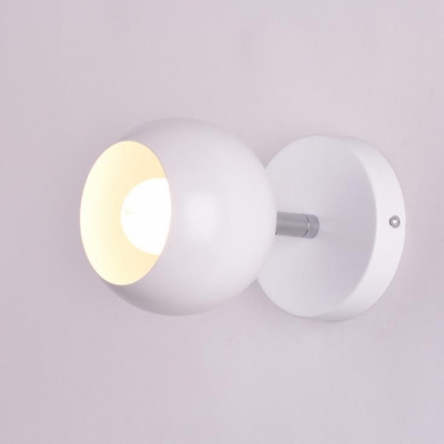 White Finish Globe Wall Light Industrial Concise Metal 1 Bulb LED Wall Lighting for Hallway