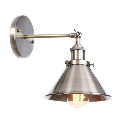 1 Light Conical Wall Lamp Metal Loft Style Metal Wall Sconce in Chrome/Nickel for Bedside