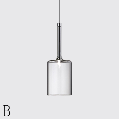 Clear Glass Cylinder Pendant Light Nordic Style Chrome Finish Single Light Hanging Lamp