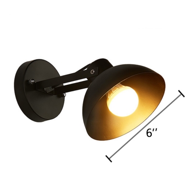 Concise Modern Dome Sconce Light Metal 1 Light Wall Mount Light in Black for Foyer