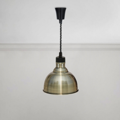 Extendable Dome Pendant Lamp Industrial Brushed Steel Hanging Light in Bronze for Kitchen